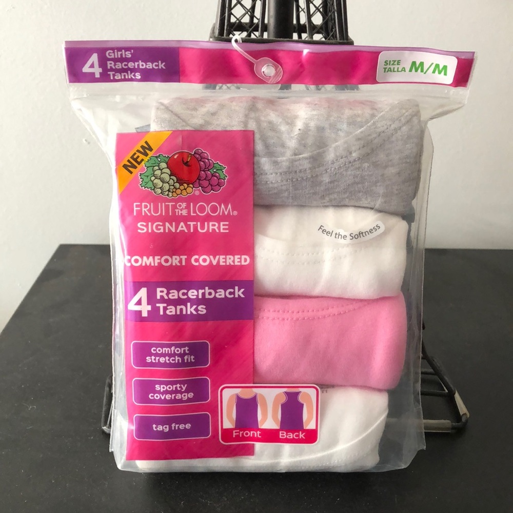 Fruit of the Loom Girls Racerback Tanks 4pk Medium